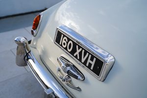 Showing number plate of the Rolls Royce Silver Cloud MK17 MXR - - Grand Luxury Chauffeurs