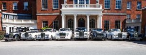 Classic and vintage wedding car lineup