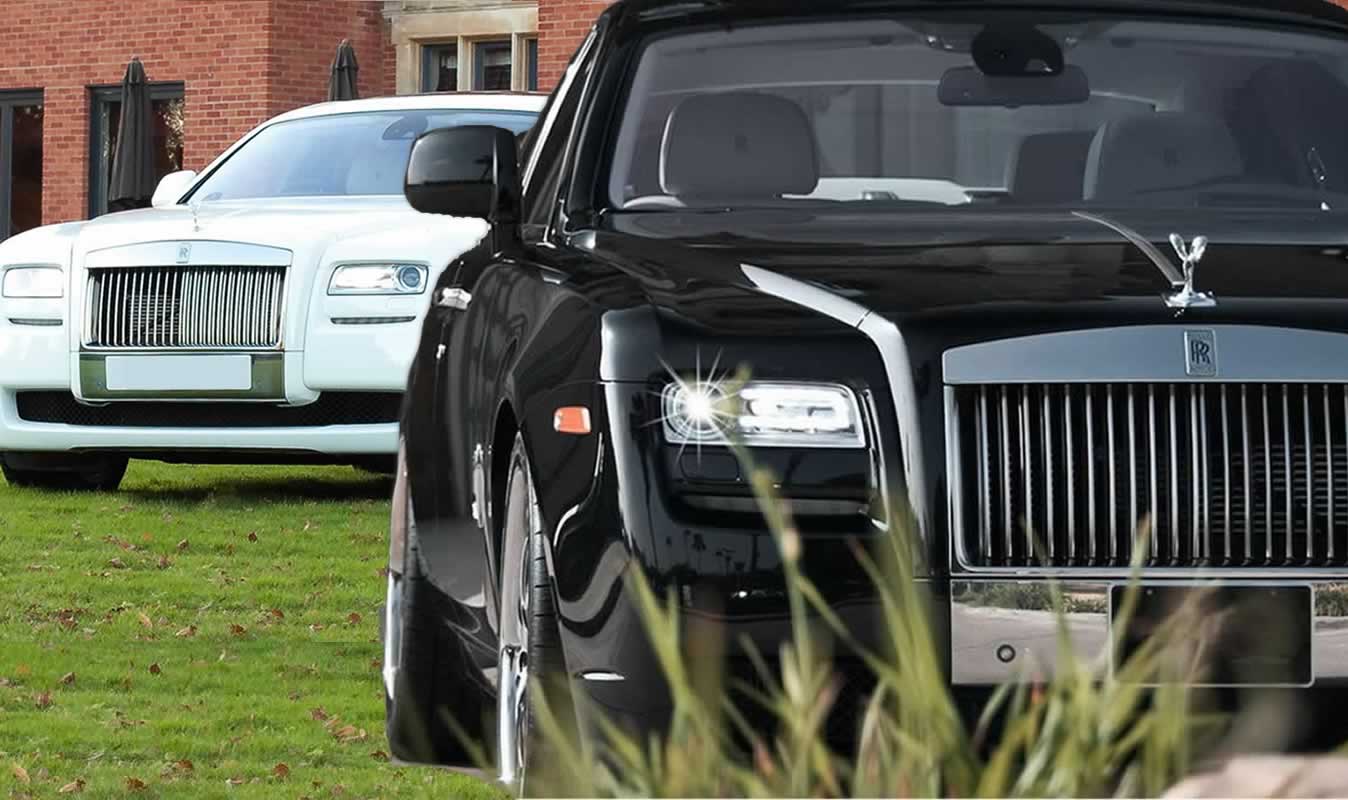Pair of Rolls-Royce Ghosts in white and black