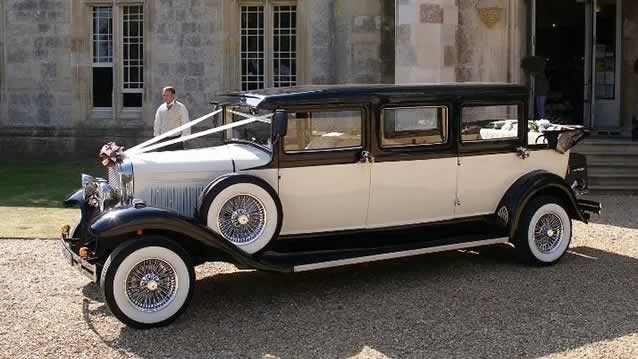 Bramwith Landulette wedding car with ribbons on bonnet