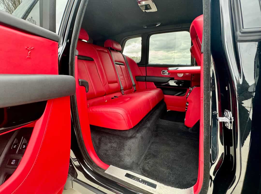 Rolls-Royce Cullinan luxury red leather interior rear seating