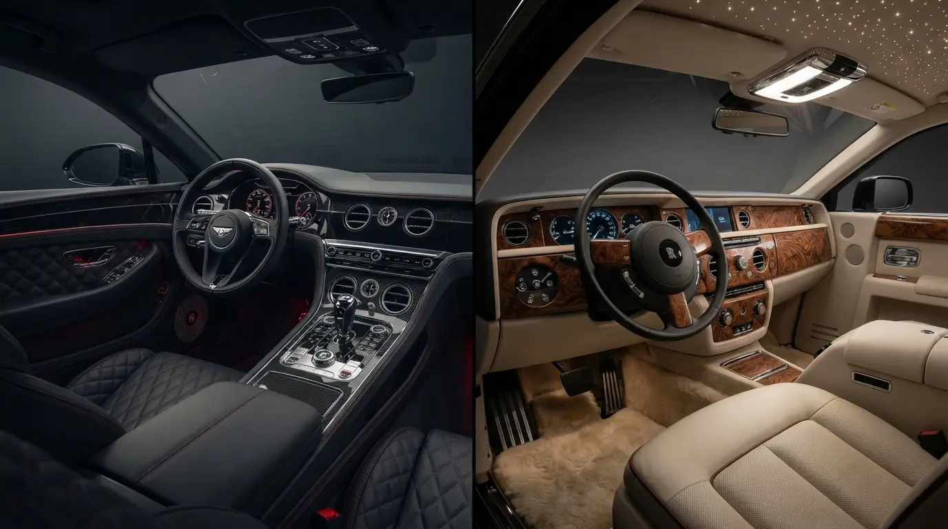 inside of bentley and rolls royce